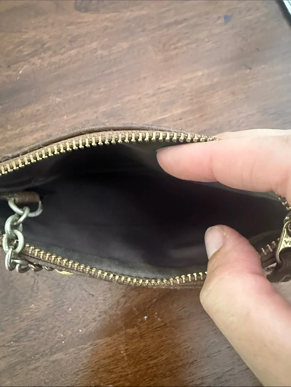 Dooney & Bourke Brown Monogram Wristlet Key Pouch